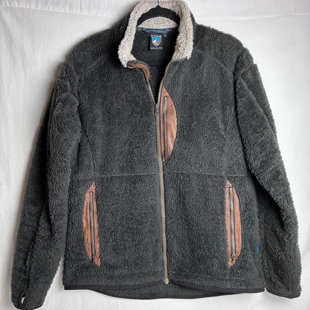 KUHL Womens Medium Gray Flight Fleece Jacket Full Zip Sherpa Gorpcore Outdoorsy